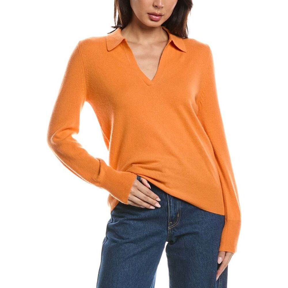 Forte Cashmere Womens  Split Neck 100% Cashmere Polo Sweater
